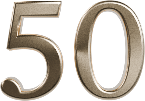 El número 50 en oro